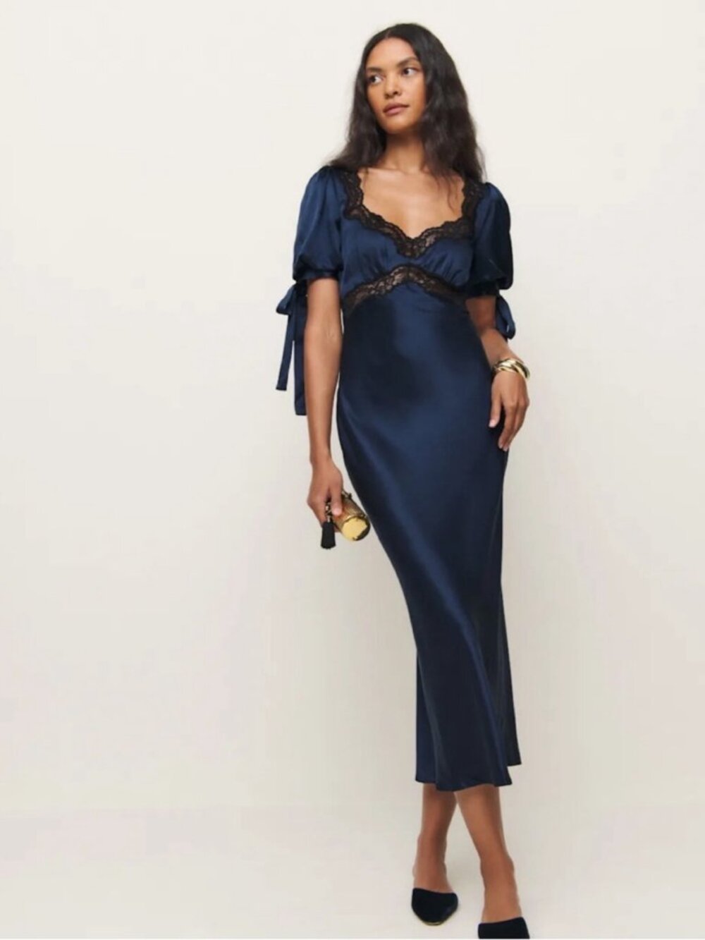 Reformation X Kacey Musgraves Stella Silk Sweetheart Lace Midi Dress 2 XS NWT